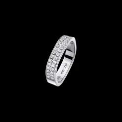 Alliance carrée 4mm or blanc et diamants
