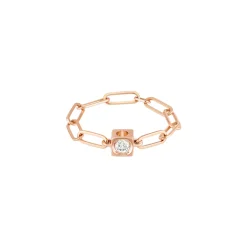 Bague chaîne Le Cube Diamant or rose et diamant