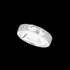 Bague diamant or blanc alliance move joaillerie pavée