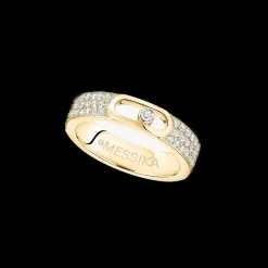 Bague diamant or jaune alliance move joaillerie pavée