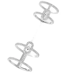 Bague double diamant or blanc