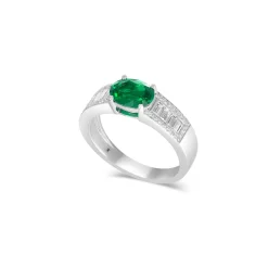 Bague en or blanc émeraude Diamants