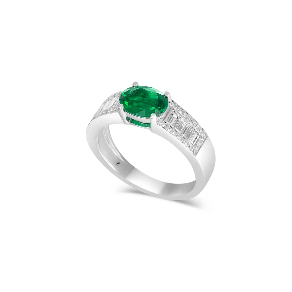 Bague en or blanc émeraude Diamants