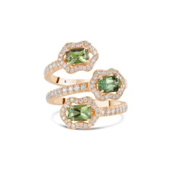 Bague Fleurettes Saphirs Verts