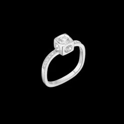 Bague Le Cube Diamant grand modèle or blanc et diamants