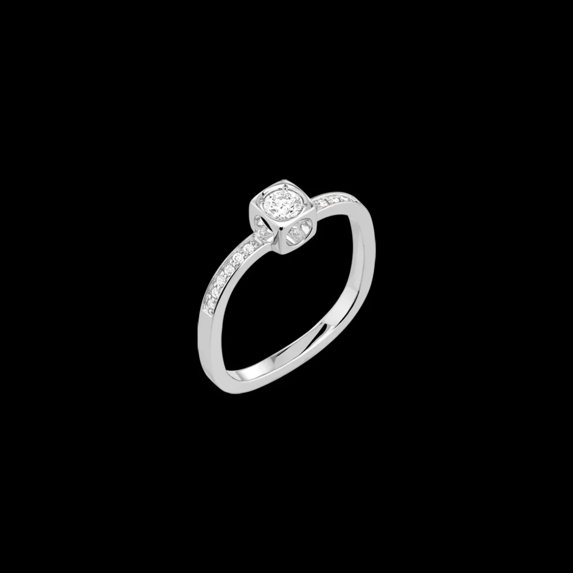 Bague Le Cube Diamant petit modèle or blanc et diamants