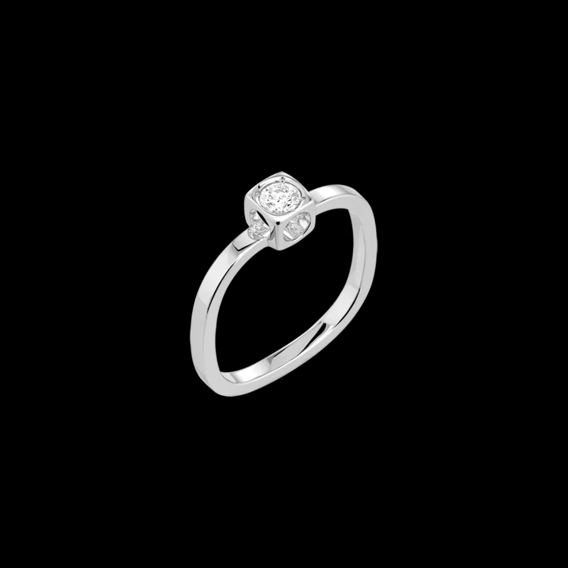 Bague Le Cube Diamant petit modèle or blanc et diamant