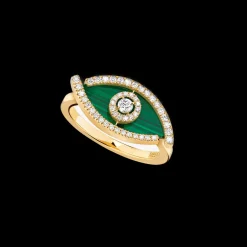 Bague Lucky Eye Malachite Diamant Or Jaune