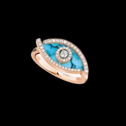 Bague Lucky Eye Turquoise Diamant Or Rose