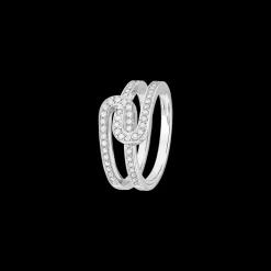 Bague Maillon Star petit modèle or blanc et diamants