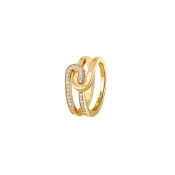 Bague Maillon Star petit modèle or jaune et diamants