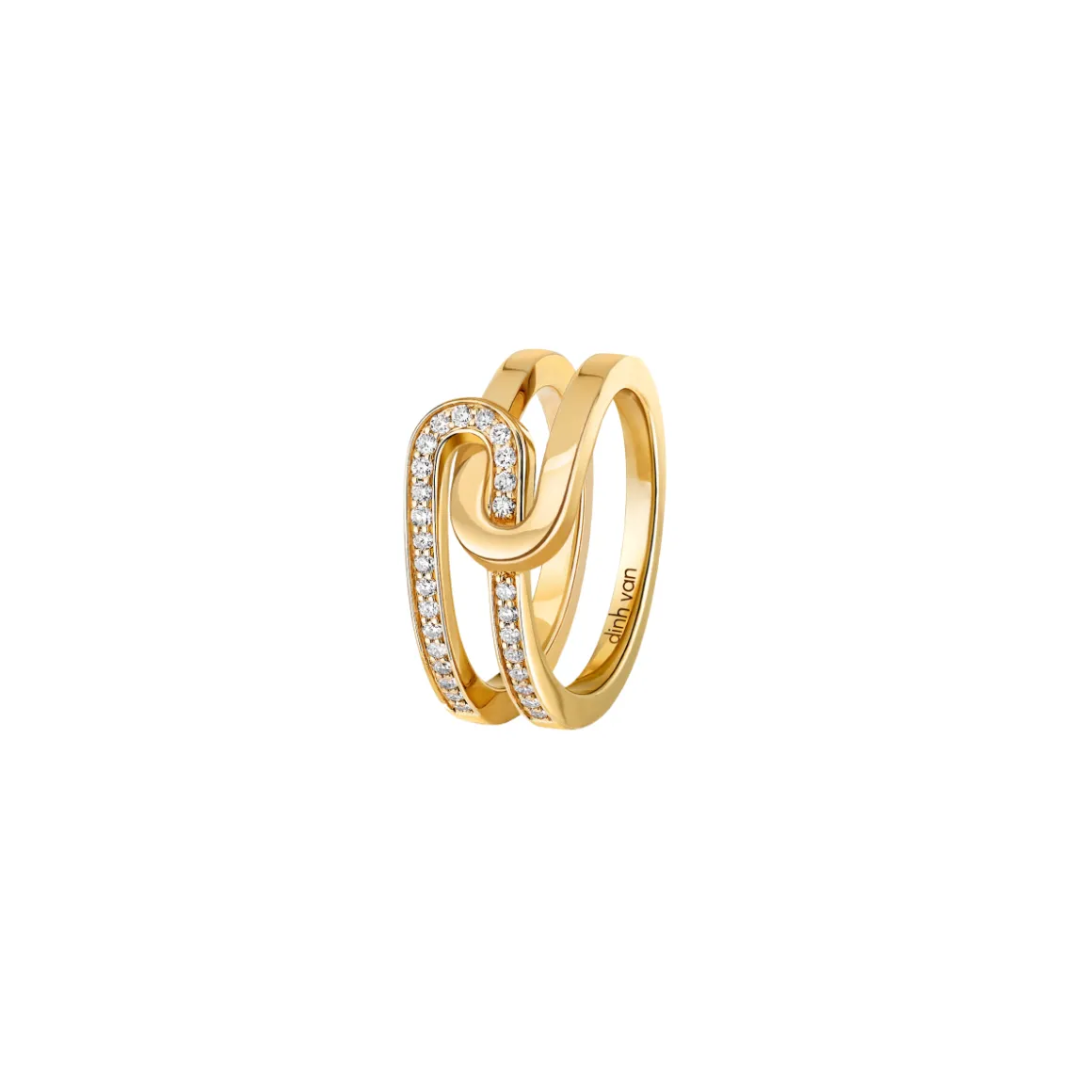 Bague Maillon Star petit modèle or jaune et diamants