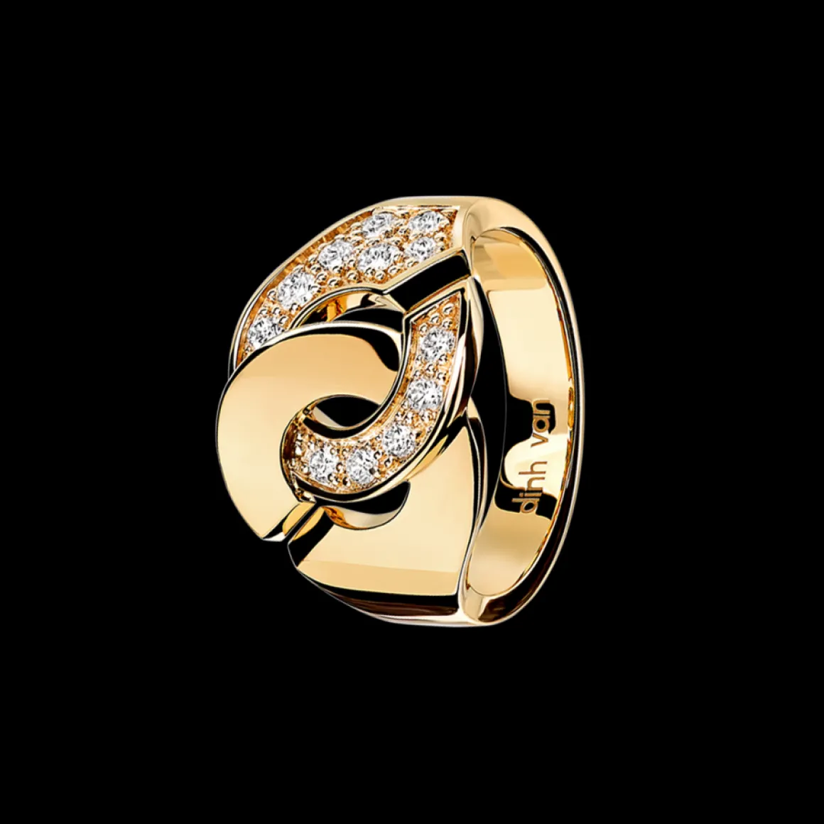 Bague Menottes dinh van R12 or jaune et diamants