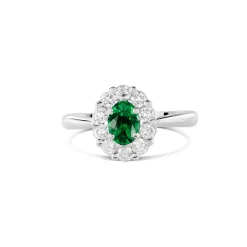 Bague or blanc Emeraude Diamant