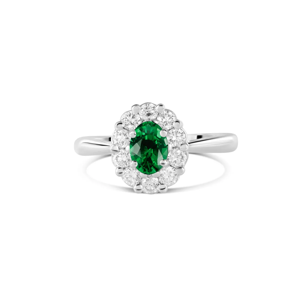 Bague or blanc Emeraude Diamant