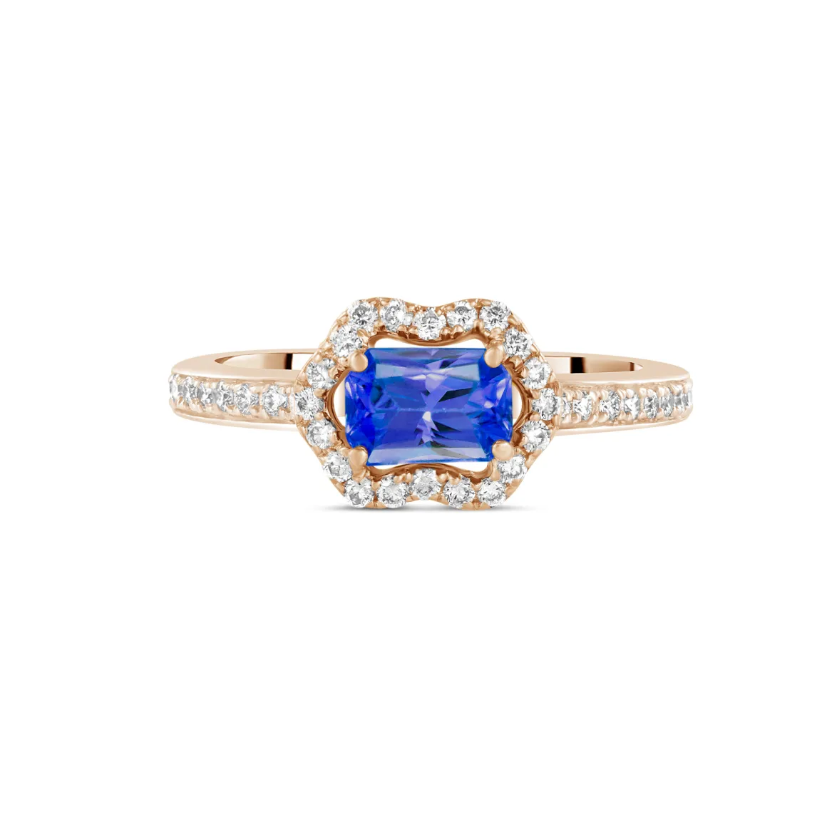 BAGUE OR ROSE SAPHIR BLEU DIAMANTS