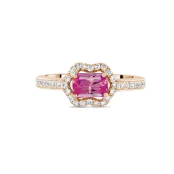 BAGUE OR ROSE SAPHIR ROSE DIAMANTS