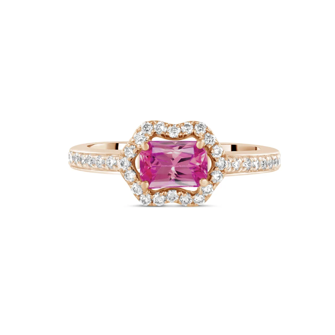 BAGUE OR ROSE SAPHIR ROSE DIAMANTS
