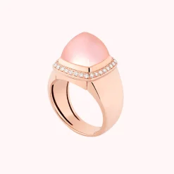Bague Pain de Sucre quartz rose
