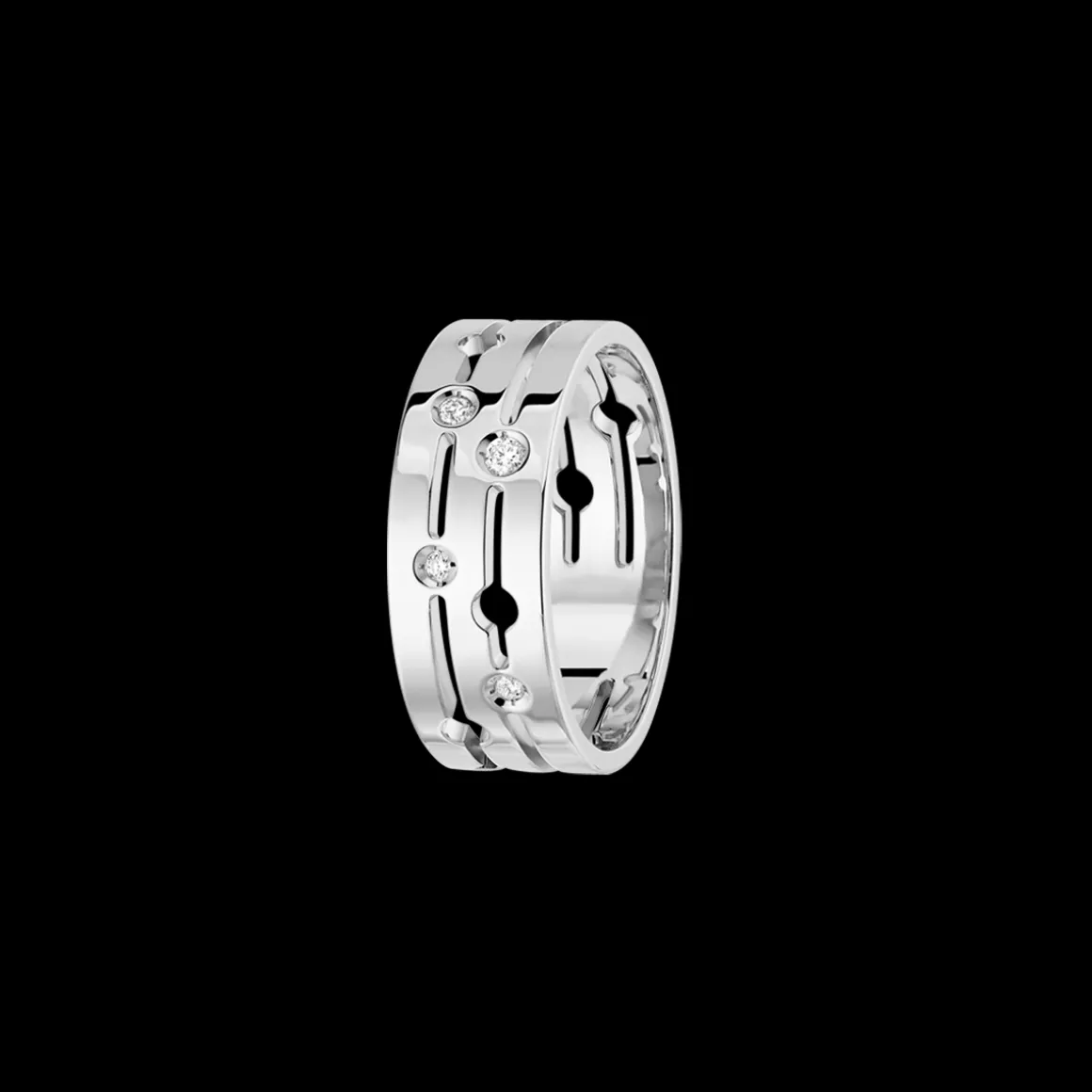 Bague Pulse dinh van moyen modèle or blanc et diamants
