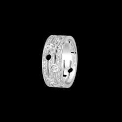 Bague Pulse dinh van moyen modèle or blanc et diamants