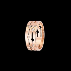 Bague Pulse moyen modèle or rose et diamants