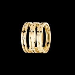 Bague Pulse pavée 3 rangs or blanc et diamants