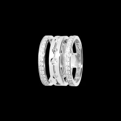 Bague Pulse pavée 3 rangs or blanc et diamants