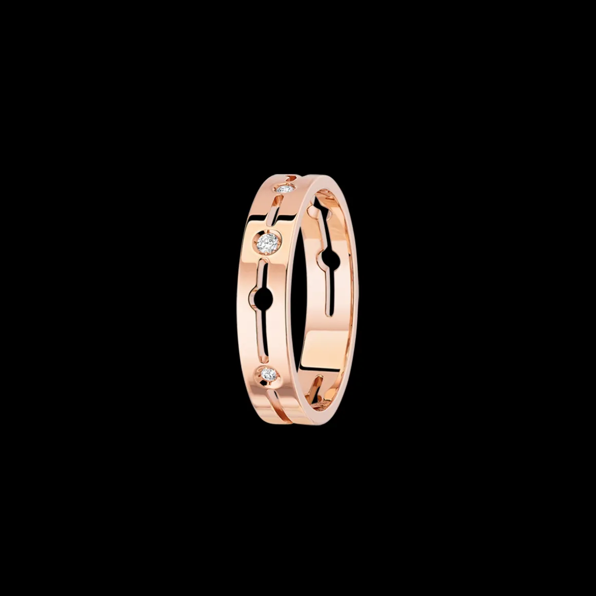 Bague Pulse petit modèle or rose et diamants