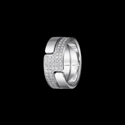 Bague Seventies moyen modèle or blanc et diamants