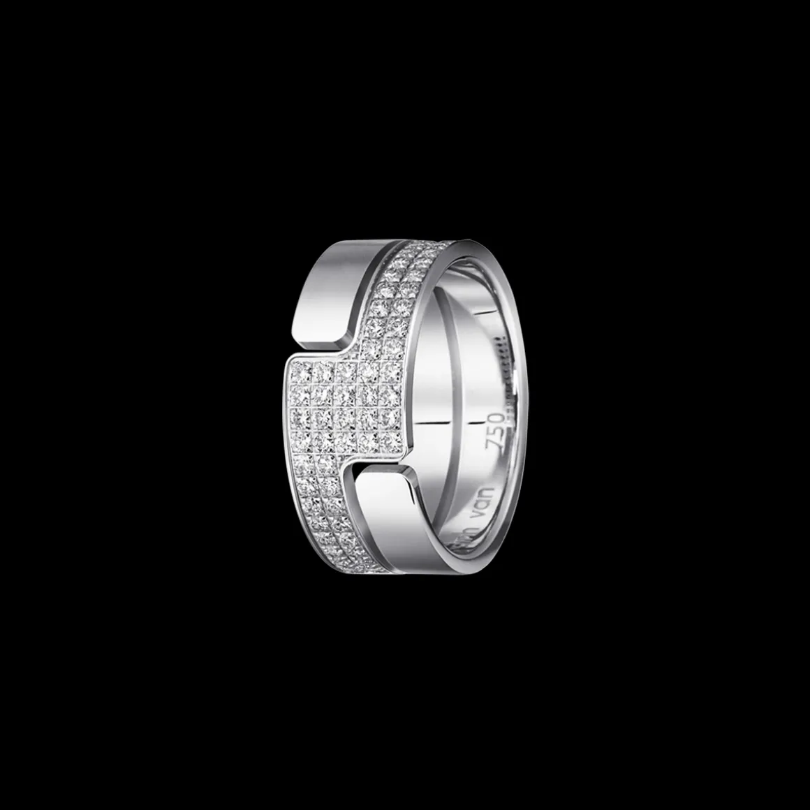 Bague Seventies moyen modèle or blanc et diamants