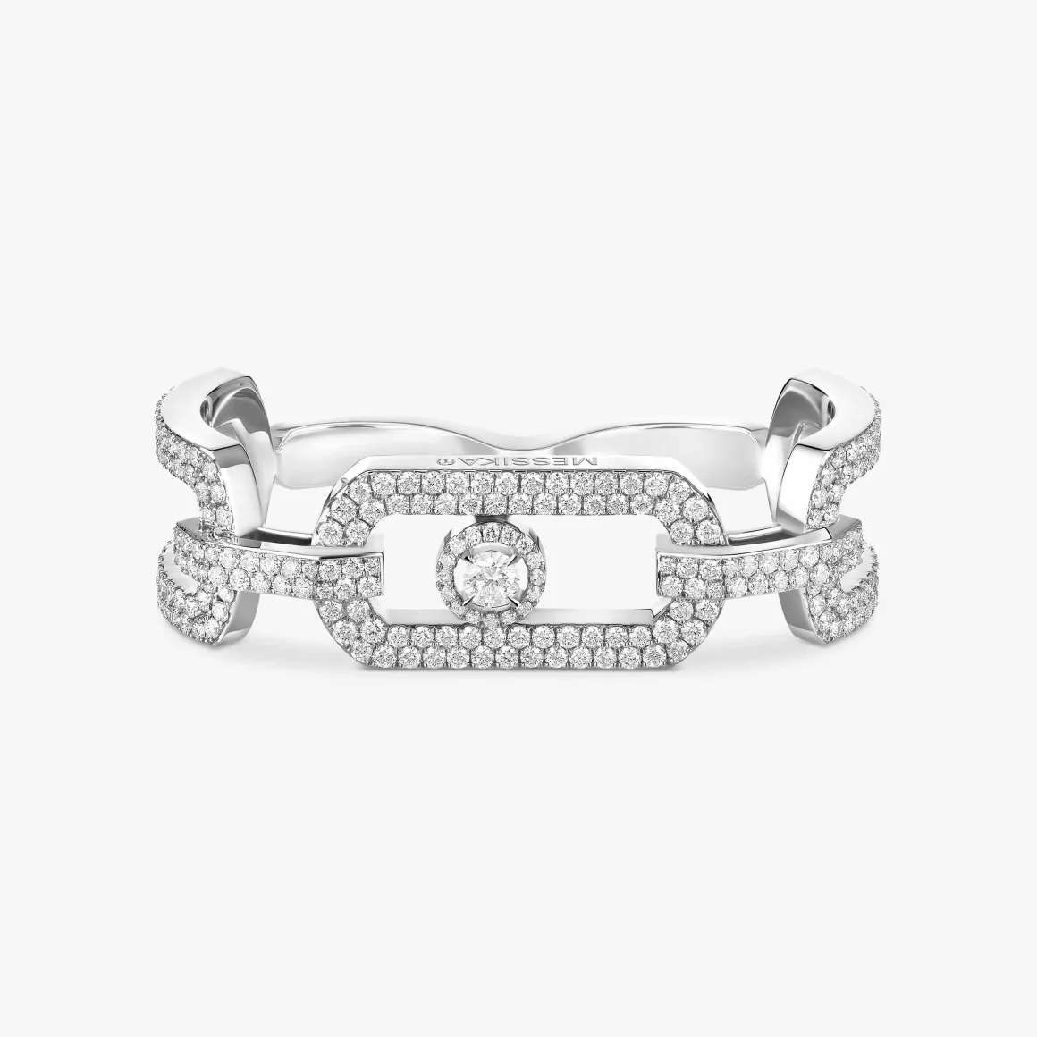 Bague So Move 2 doigts Pavée Diamant Or Blanc