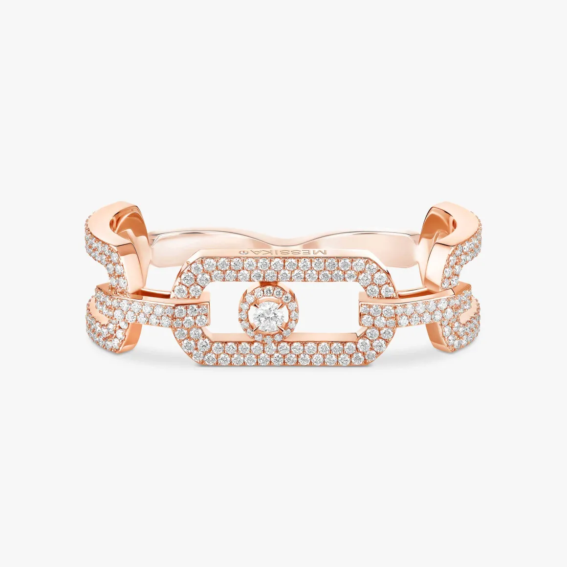 Bague So Move 2 doigts Pavée Diamant Or Rose