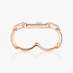 Bague So Move 2 doigts Pavée Diamant Or Rose