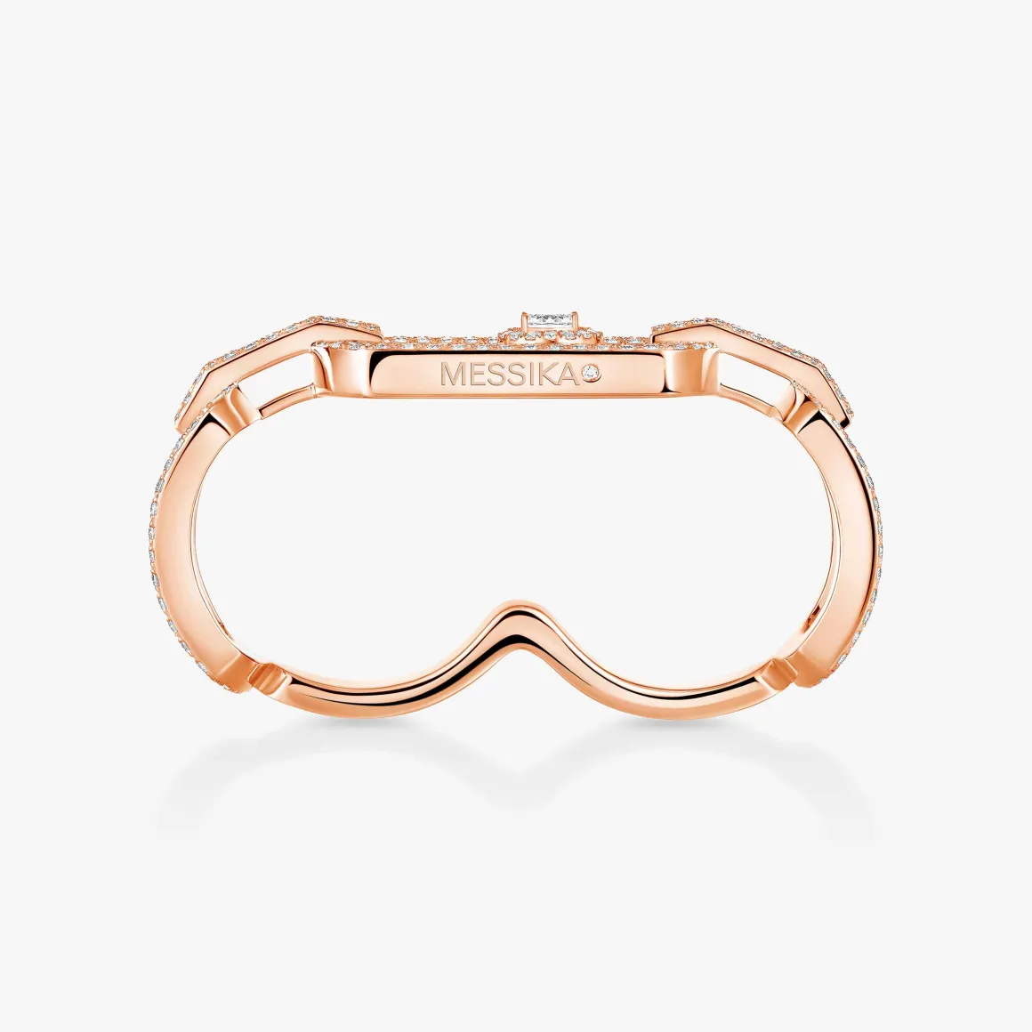 Bague So Move 2 doigts Pavée Diamant Or Rose