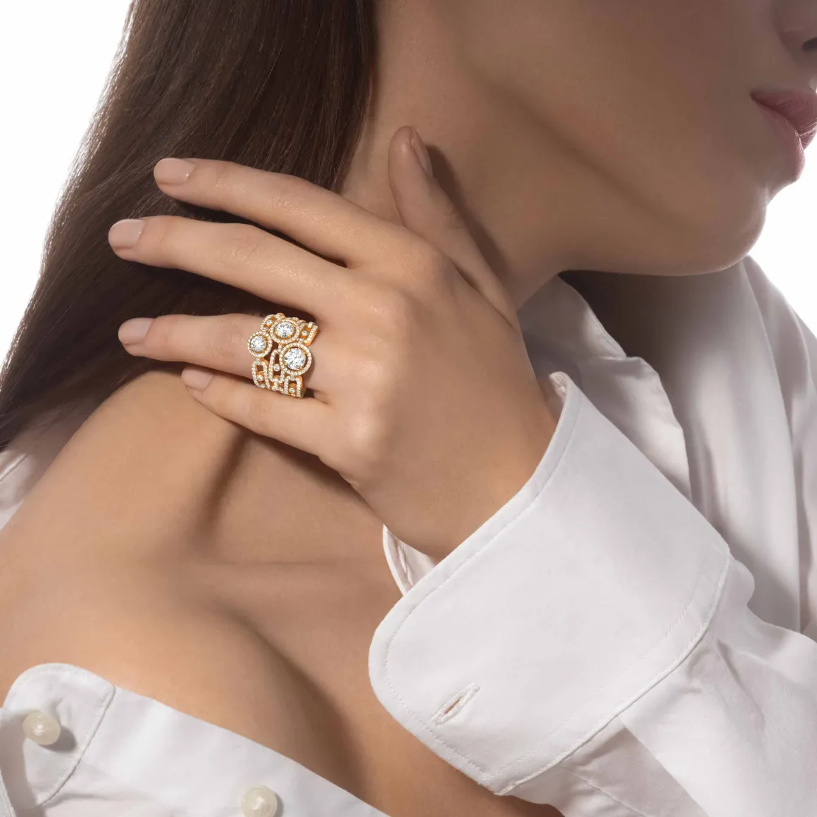Bague Solitaire Move Link 0,70ct Diamant Or Jaune
