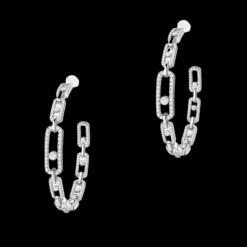 Boucles d'oreilles créoles en or blanc femme Move Link MM
