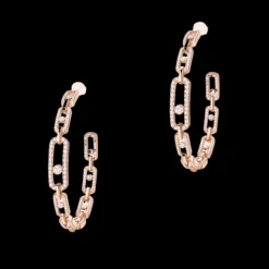 Boucles d'oreilles créoles en or rose femme Move Link MM