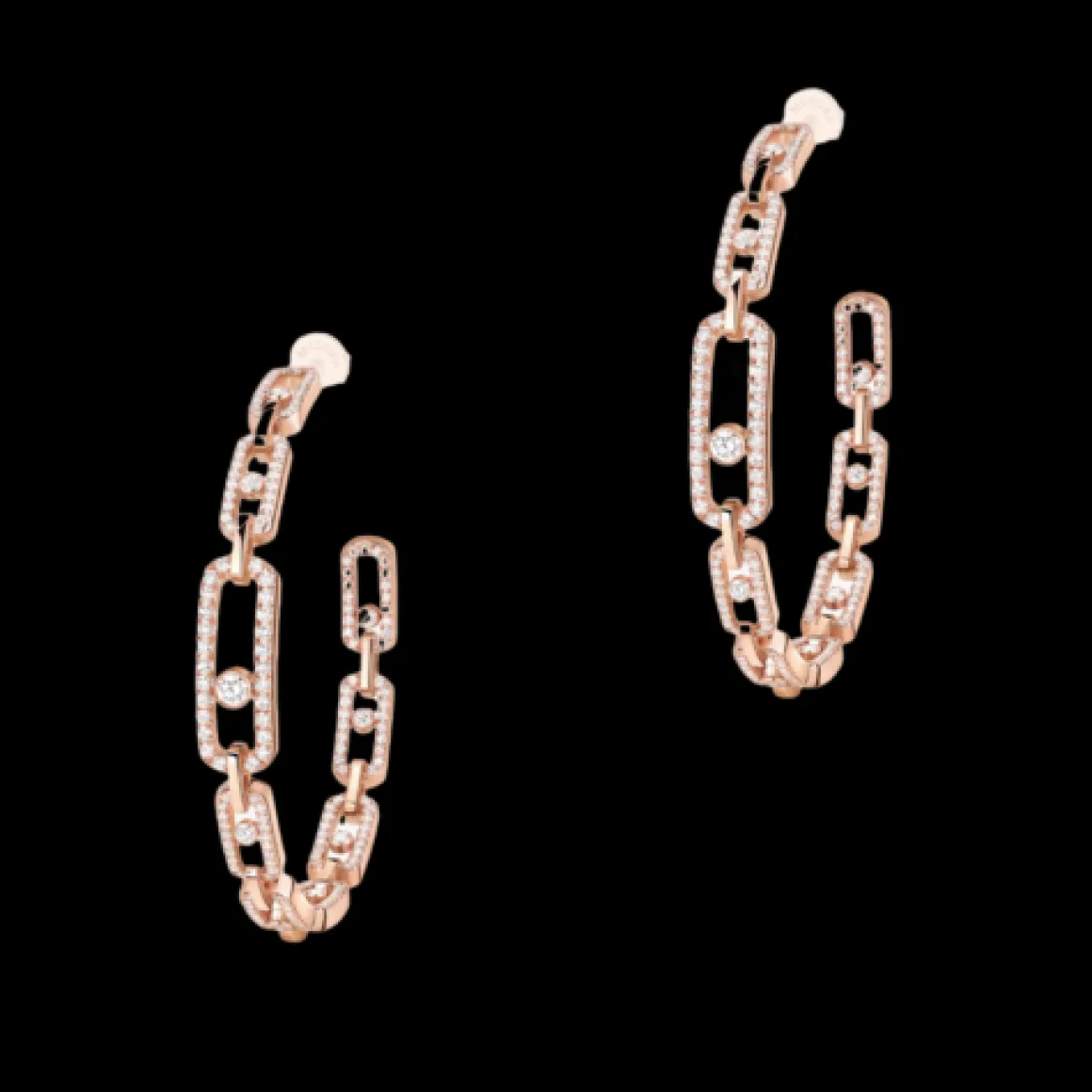 Boucles d'oreilles créoles en or rose femme Move Link MM