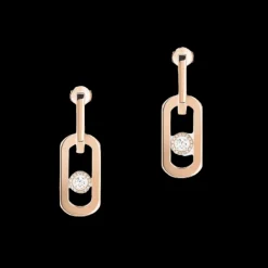 BOUCLES D'OREILLES DIAMANT OR ROSE PENDANTES SO MOVE XL