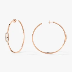 Boucles d'oreilles diamant or rose créoles move uno gm