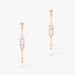 Boucles d'oreilles diamant or rose créoles move uno gm
