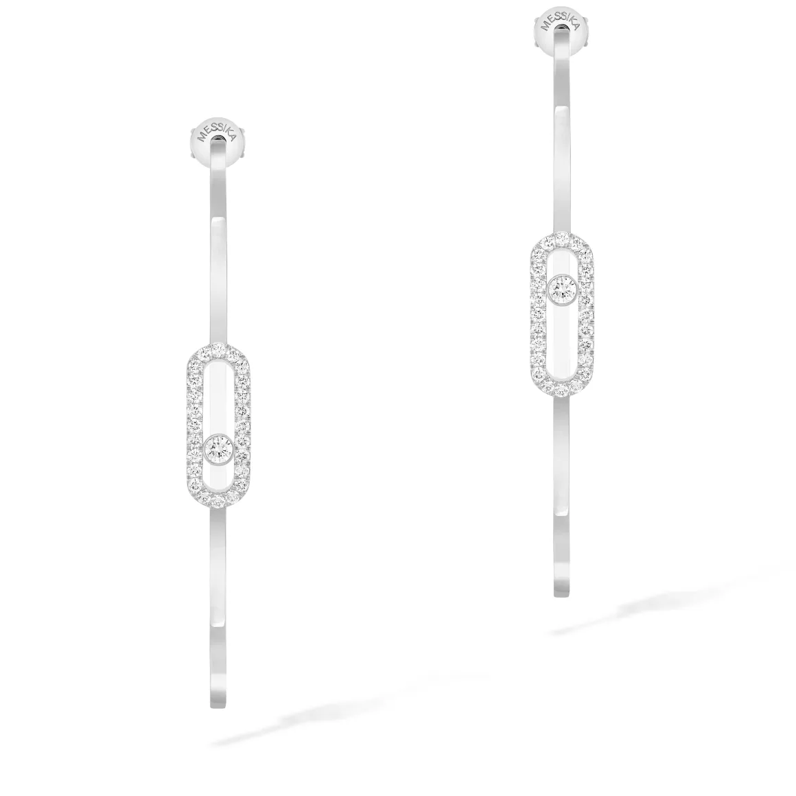 Boucles d'oreilles diamant or blanc Créoles Move Uno gm