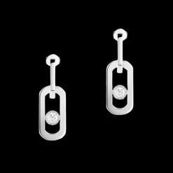 BOUCLES D'OREILLES DIAMANT OR BLANC PENDANTES SO MOVE XL