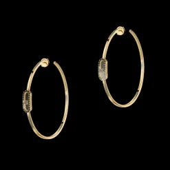Boucles d'oreilles diamant or jaune créoles move uno gm