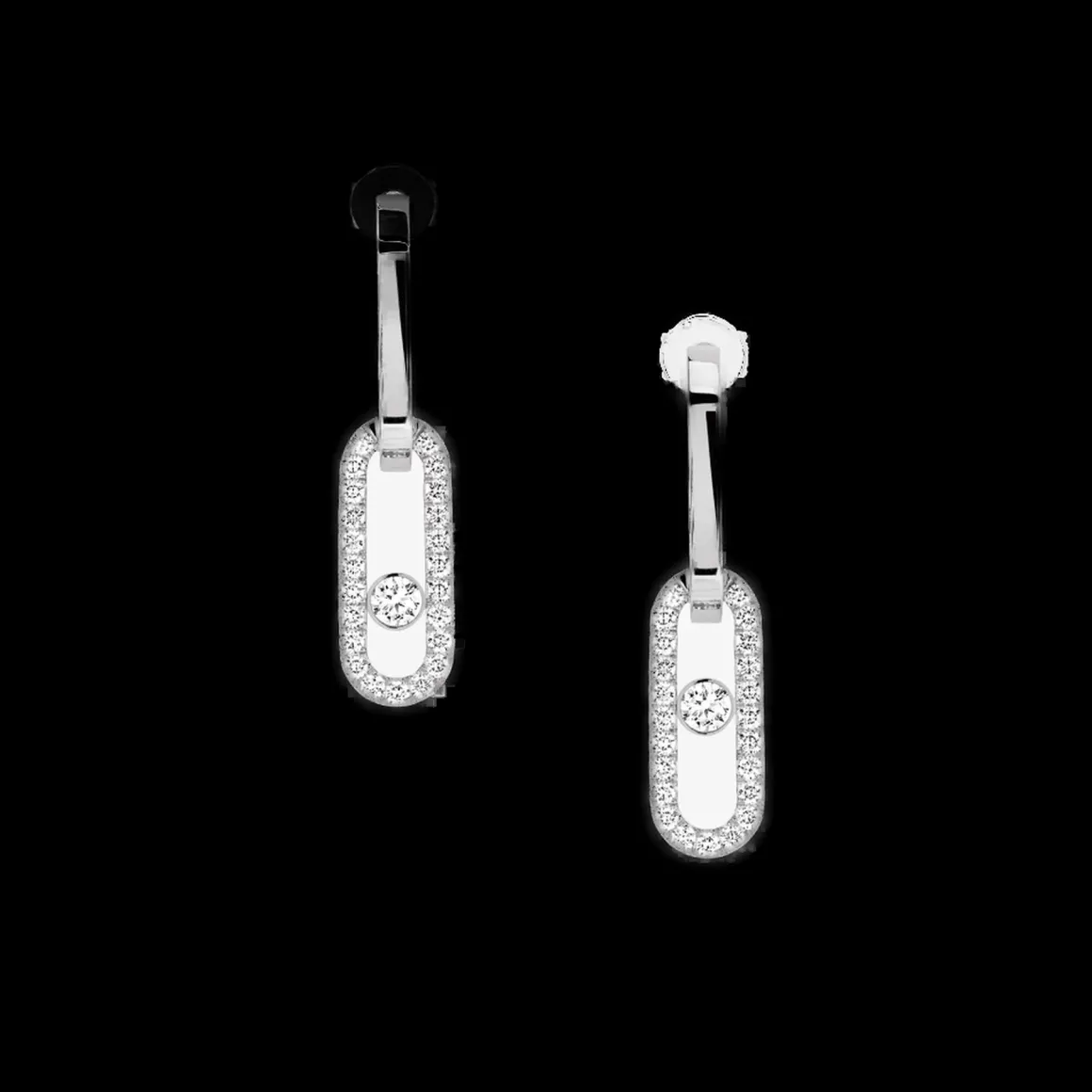 Boucles d'oreilles Diamant Or Blanc Move Link