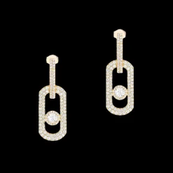 BOUCLES D'OREILLES DIAMANT OR JAUNE PENDANTES SO MOVE XL PAVÉES