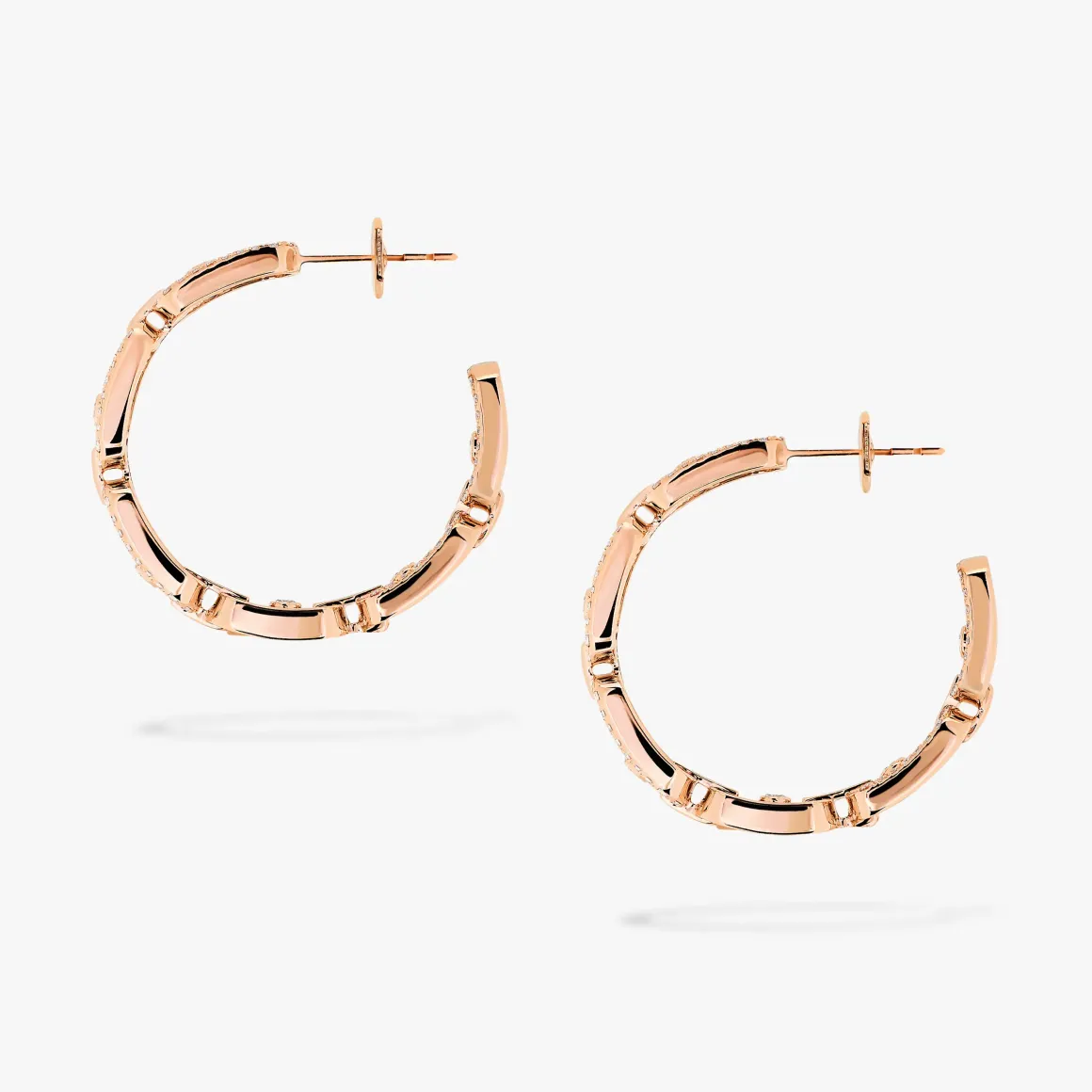 Boucles d'oreilles diamant or rose créoles move link