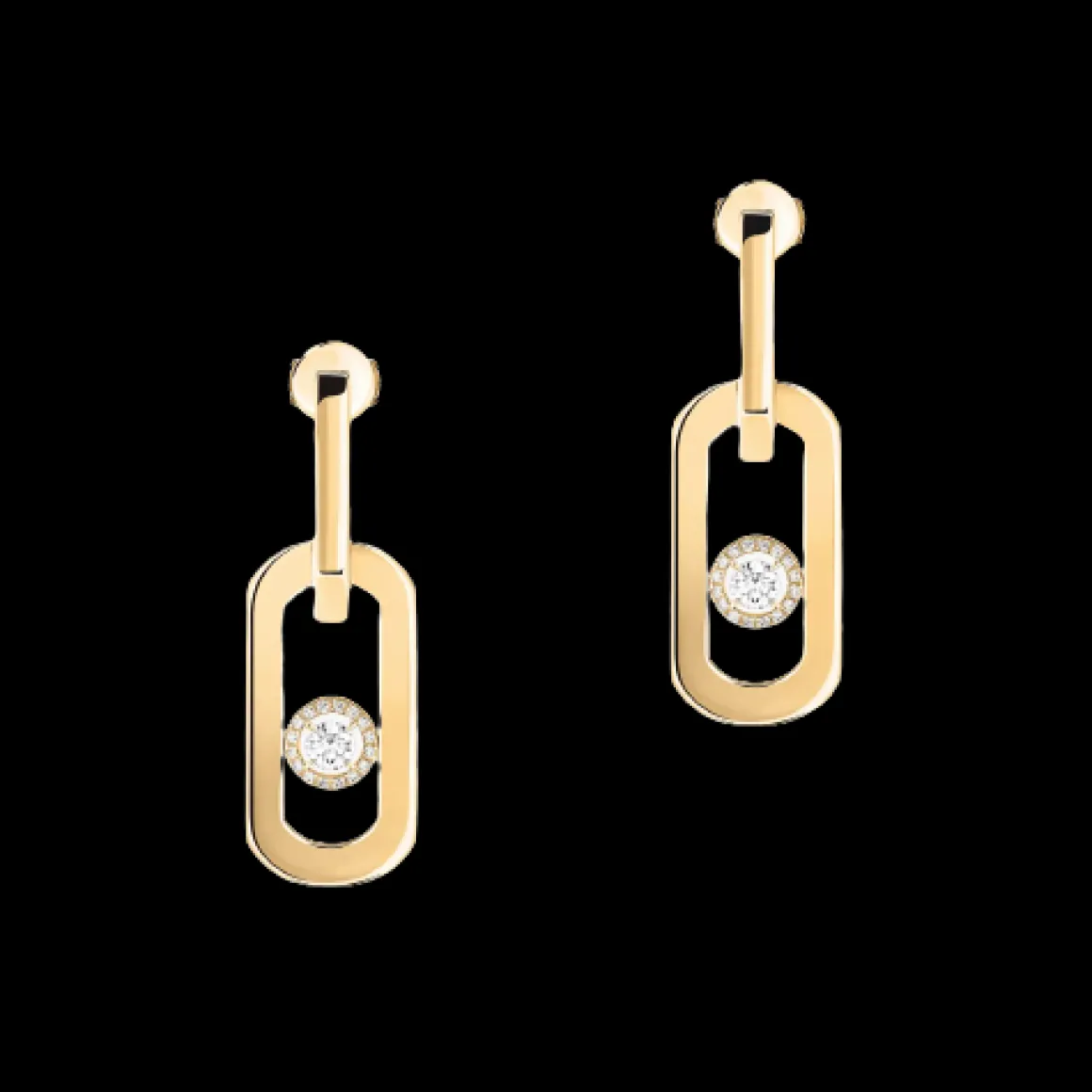 BOUCLES D'OREILLES DIAMANT OR JAUNE PENDANTES SO MOVE XL