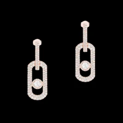 BOUCLES D'OREILLES DIAMANT OR ROSE PENDANTES SO MOVE XL PAVÉES